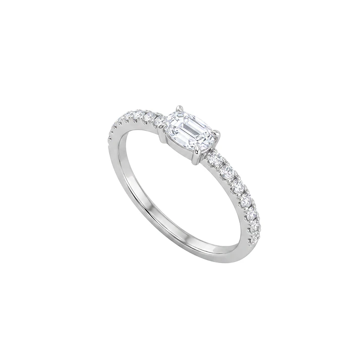 Anillo de Plata Esterlina 925 Circon Oval Central Medio Riel 2