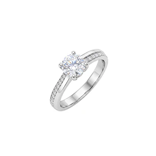 Anillo de Plata Esterlina 925 Solitario Circon Central Medio Riel