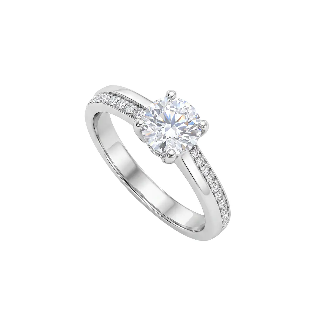 Anillo de Plata Esterlina 925 Solitario Circon Central Medio Riel 2