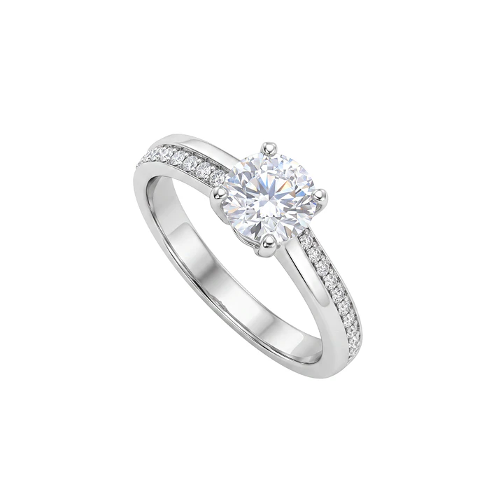 Anillo de Plata Esterlina 925 Solitario Circon Central Medio Riel 2