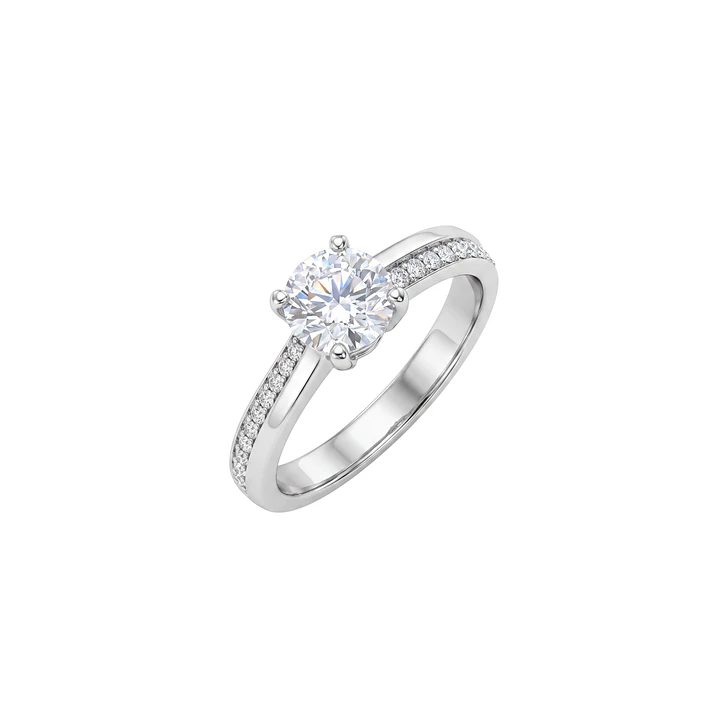 Anillo de Plata Esterlina 925 Solitario Circon Central Medio Riel 3
