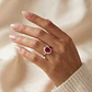 Anillo de Plata Esterlina 925 Boton Rubi Central Circon - Miniatura 4