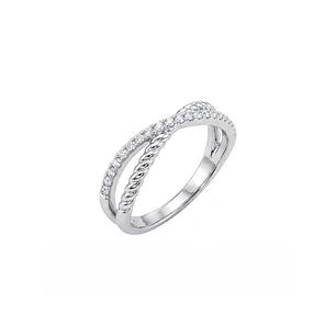 Anillo de Plata Esterlina 925 Medio Circon Entrelazado