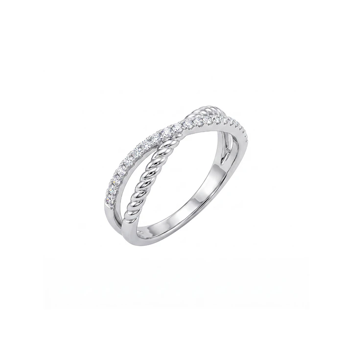 Anillo de Plata Esterlina 925 Medio Circon Entrelazado 1