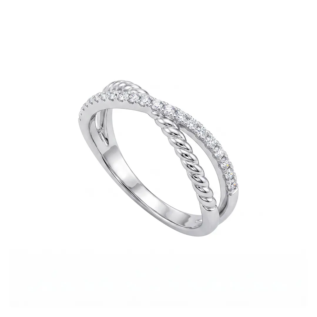 Anillo de Plata Esterlina 925 Medio Circon Entrelazado 2