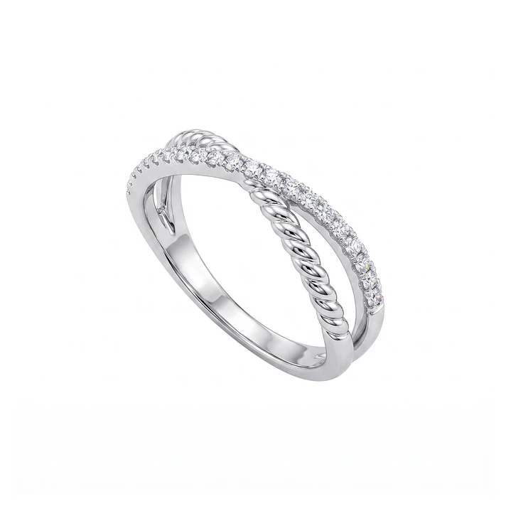 Anillo de Plata Esterlina 925 Medio Circon Entrelazado 2