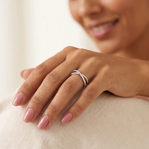 Anillo de Plata Esterlina 925 Medio Circon Entrelazado