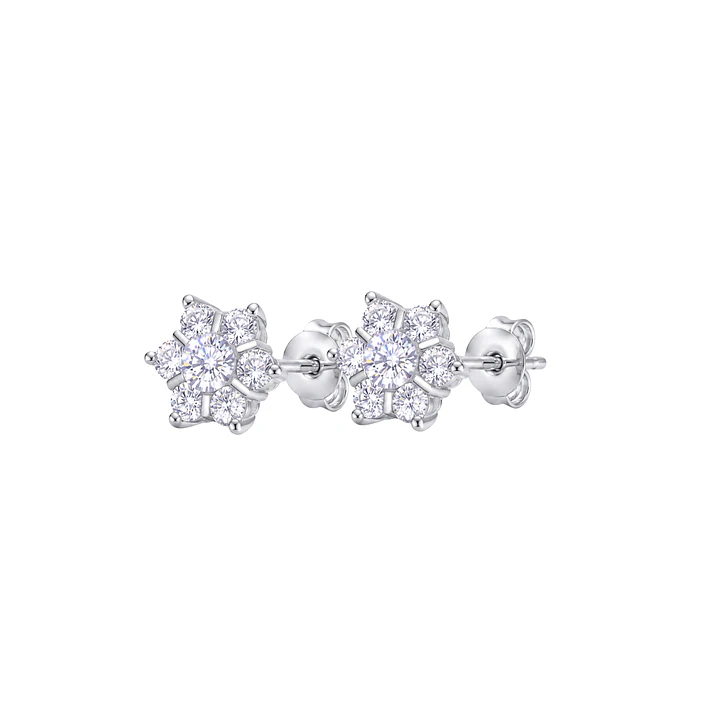Aros de Plata Esterlina 925 Copo Nieve Circon 1