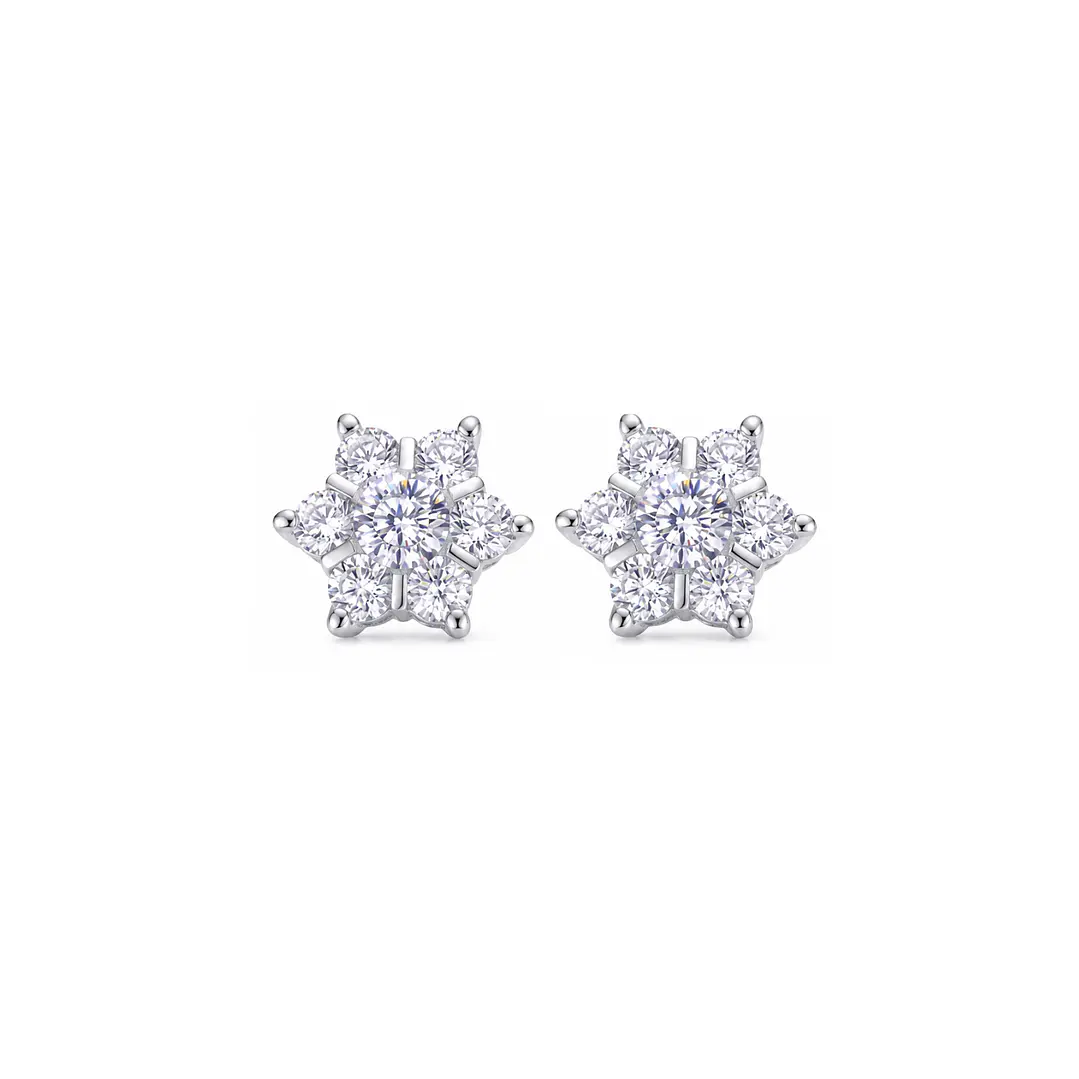 Aros de Plata Esterlina 925 Copo Nieve Circon 2
