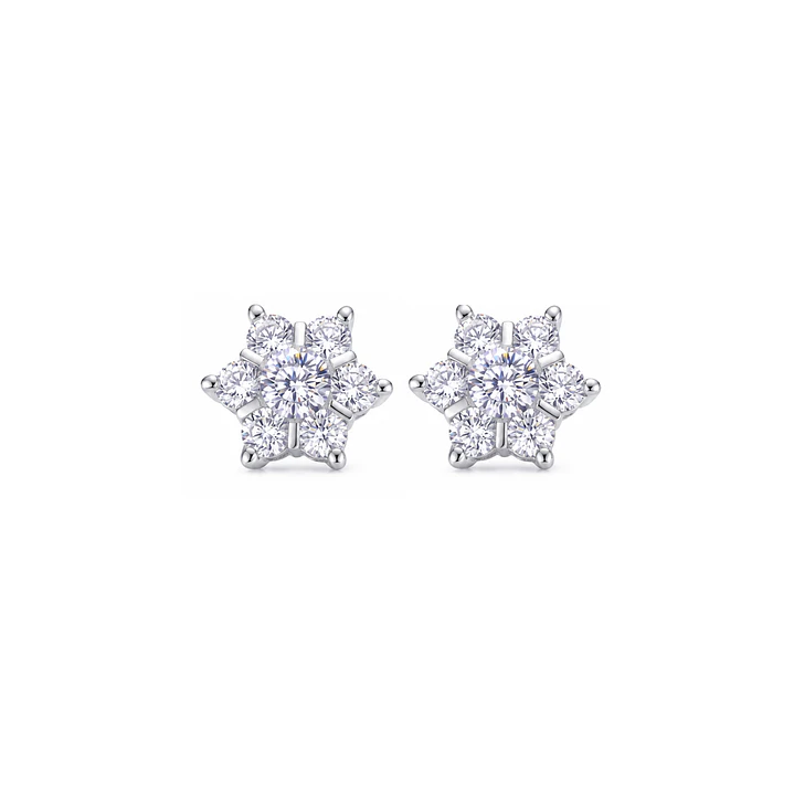 Aros de Plata Esterlina 925 Copo Nieve Circon 2