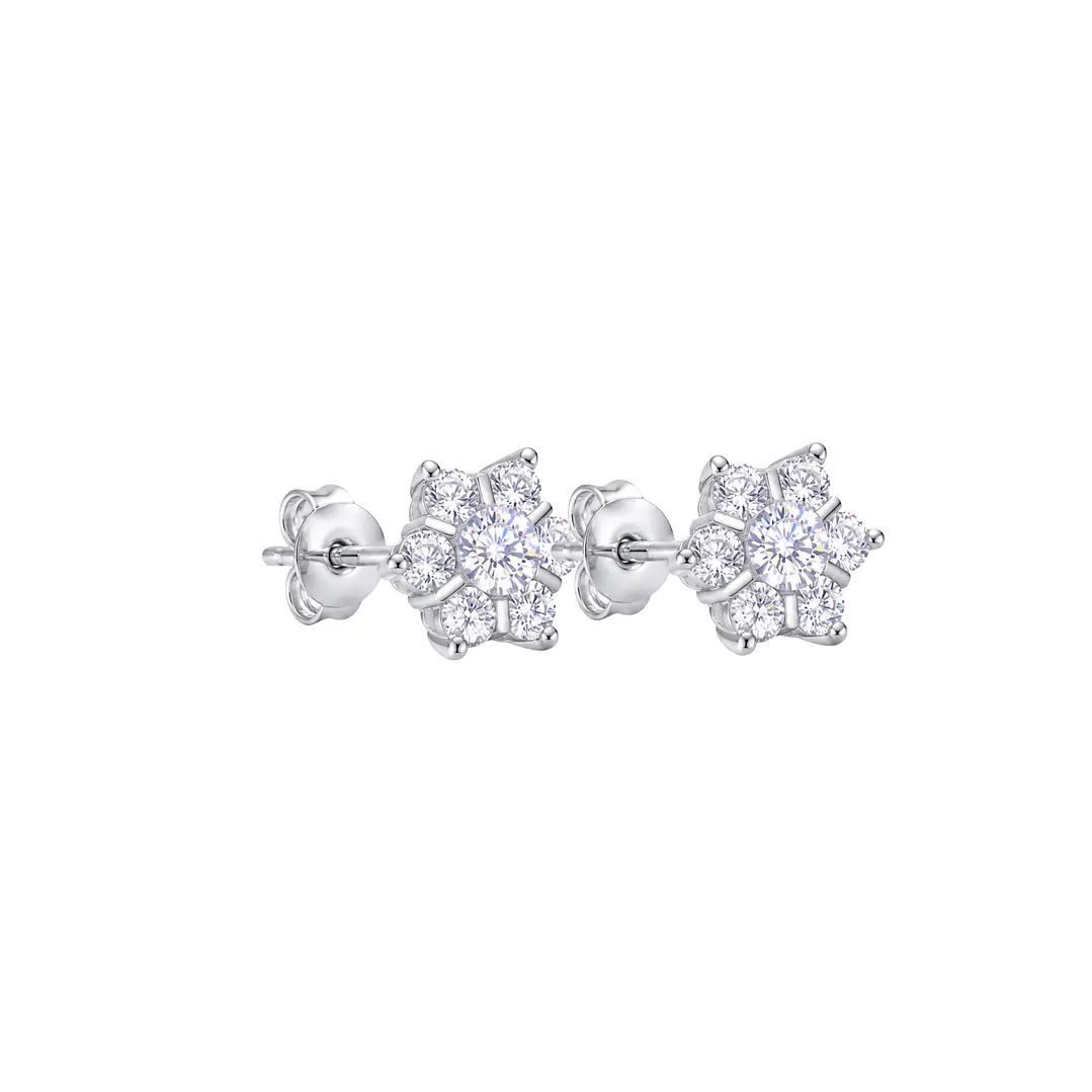 Aros de Plata Esterlina 925 Copo Nieve Circon 3
