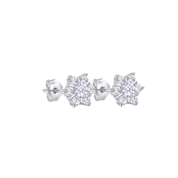 Aros de Plata Esterlina 925 Copo Nieve Circon 3