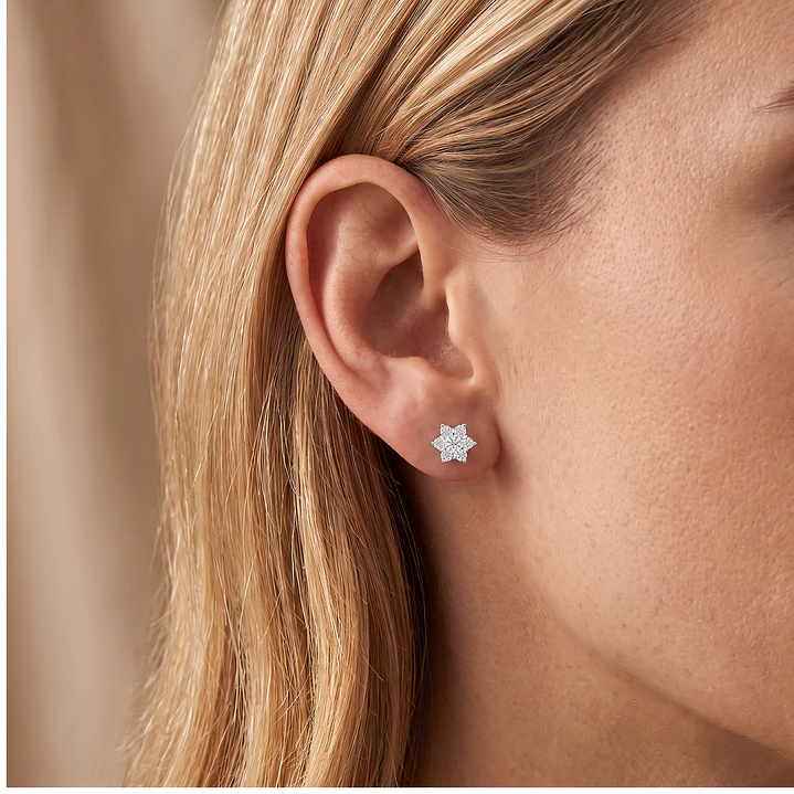 Aros de Plata Esterlina 925 Copo Nieve Circon 4