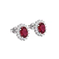 Aros de Plata Esterlina 925 Rubi Central Oval Circon - Miniatura 2