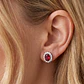 Aros de Plata Esterlina 925 Rubi Central Oval Circon - Miniatura 4