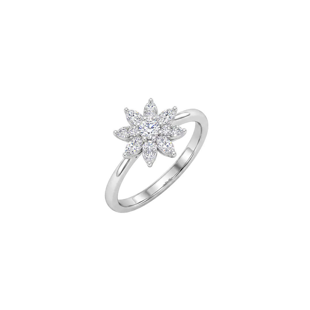 Anillo de Plata Esterlina 925 Copo Nieve Ajustable Circon 1