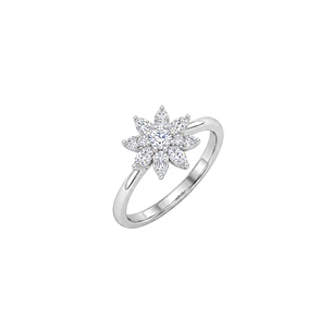 Anillo de Plata Esterlina 925 Copo Nieve Ajustable Circon