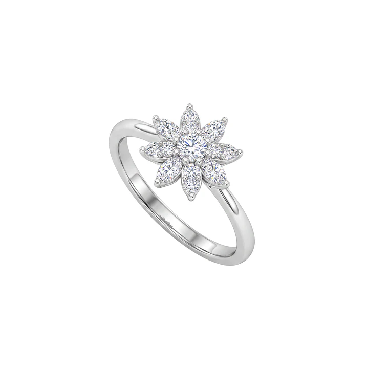 Anillo de Plata Esterlina 925 Copo Nieve Ajustable Circon 2