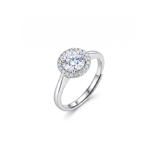 Anillo de Plata Esterlina 925 Circon 6mm Ajustable