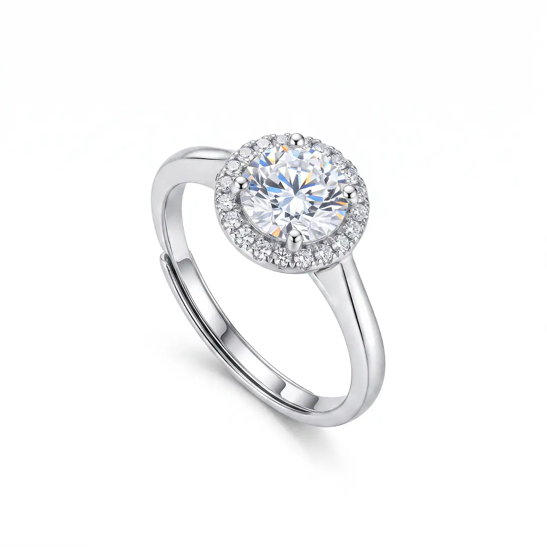 Anillo de Plata Esterlina 925 Circon 6mm Ajustable 2