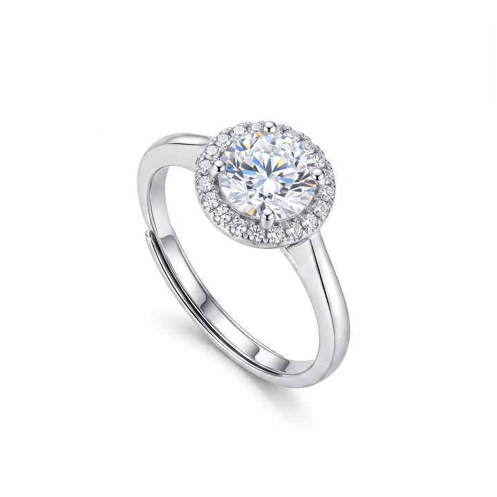 Anillo de Plata Esterlina 925 Circon 6mm Ajustable 2