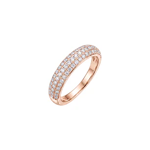Anillo de Plata Esterlina 925 Revestido en Oro Rosado 18kt Triple Riel Circon