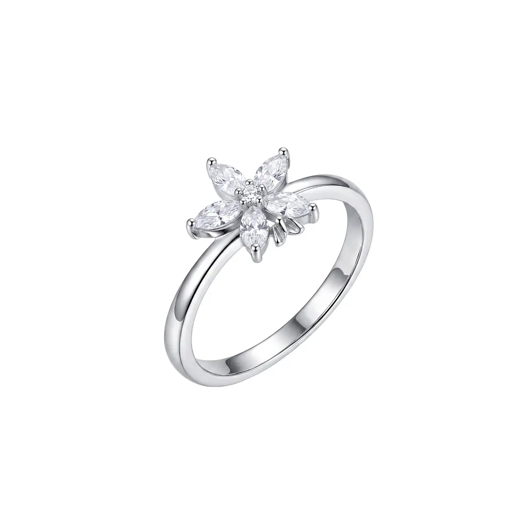 Anillo de Plata Esterlina 925 Mariposa Flor Circon 1