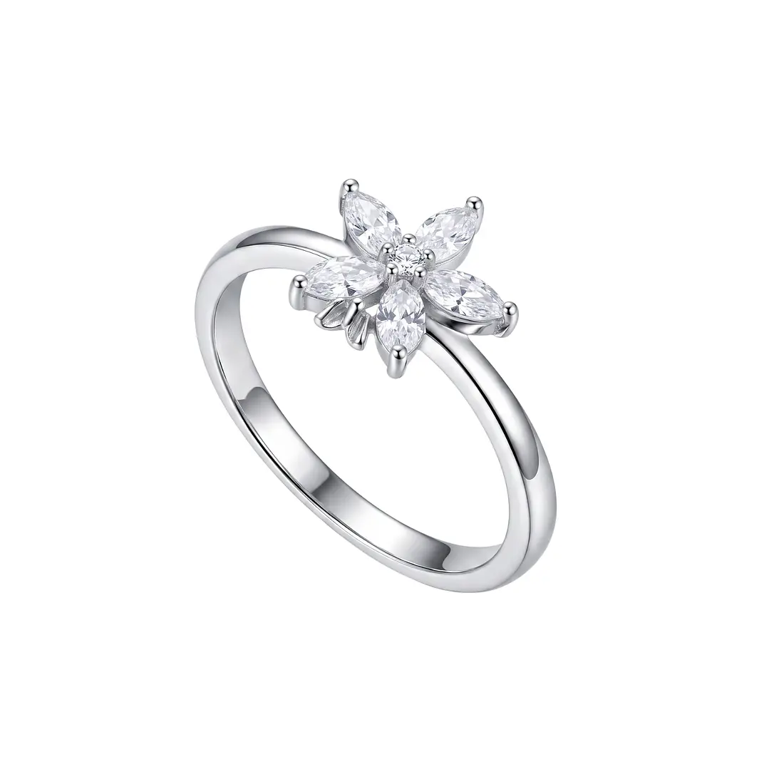 Anillo de Plata Esterlina 925 Mariposa Flor Circon 2