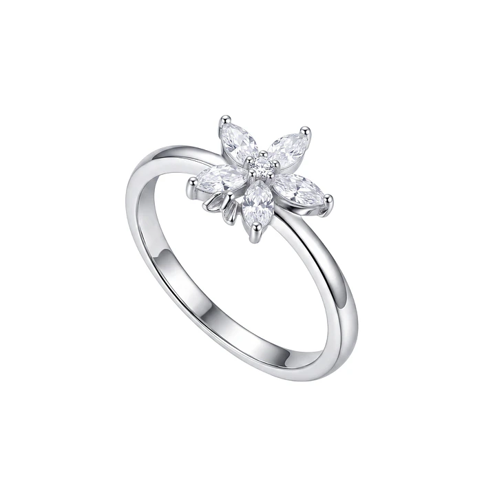 Anillo de Plata Esterlina 925 Mariposa Flor Circon 2
