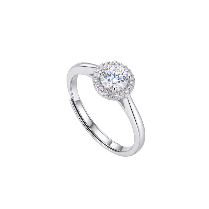 Anillo de Plata Esterlina 925 Roseta Plateada Circon 2