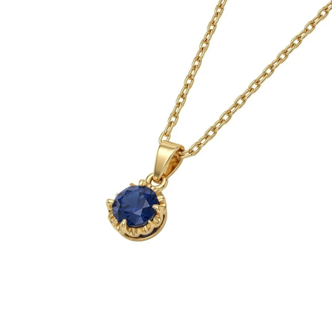 Colgante Oro Miel 18kt Sol con Garras de Zafiro 5mm 2