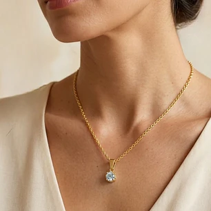 Colgante Oro Miel 18kt Sol con Garras de Aguamarina 5mm