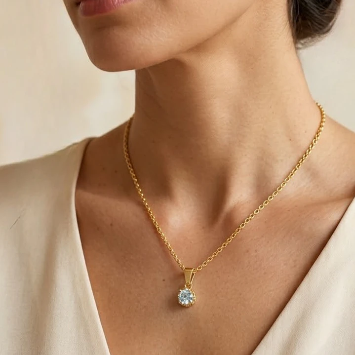 Colgante Oro Miel 18kt Sol con Garras de Aguamarina 5mm 4