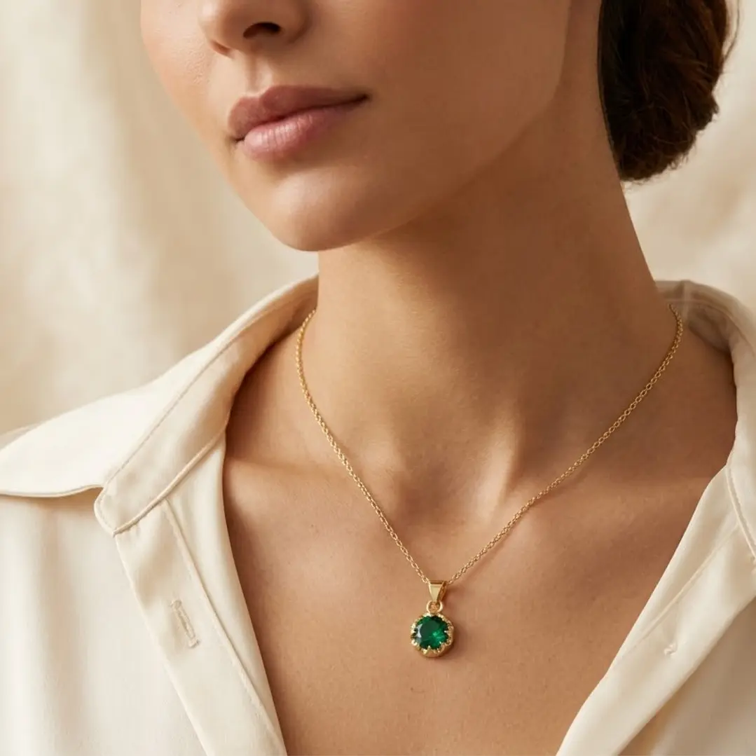 Colgante Oro Miel 18kt Sol con Garras de Esmeraldina 5mm 4