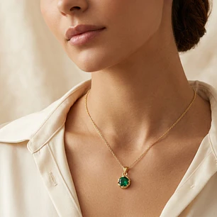 Colgante Oro Miel 18kt Sol con Garras de Esmeraldina 5mm