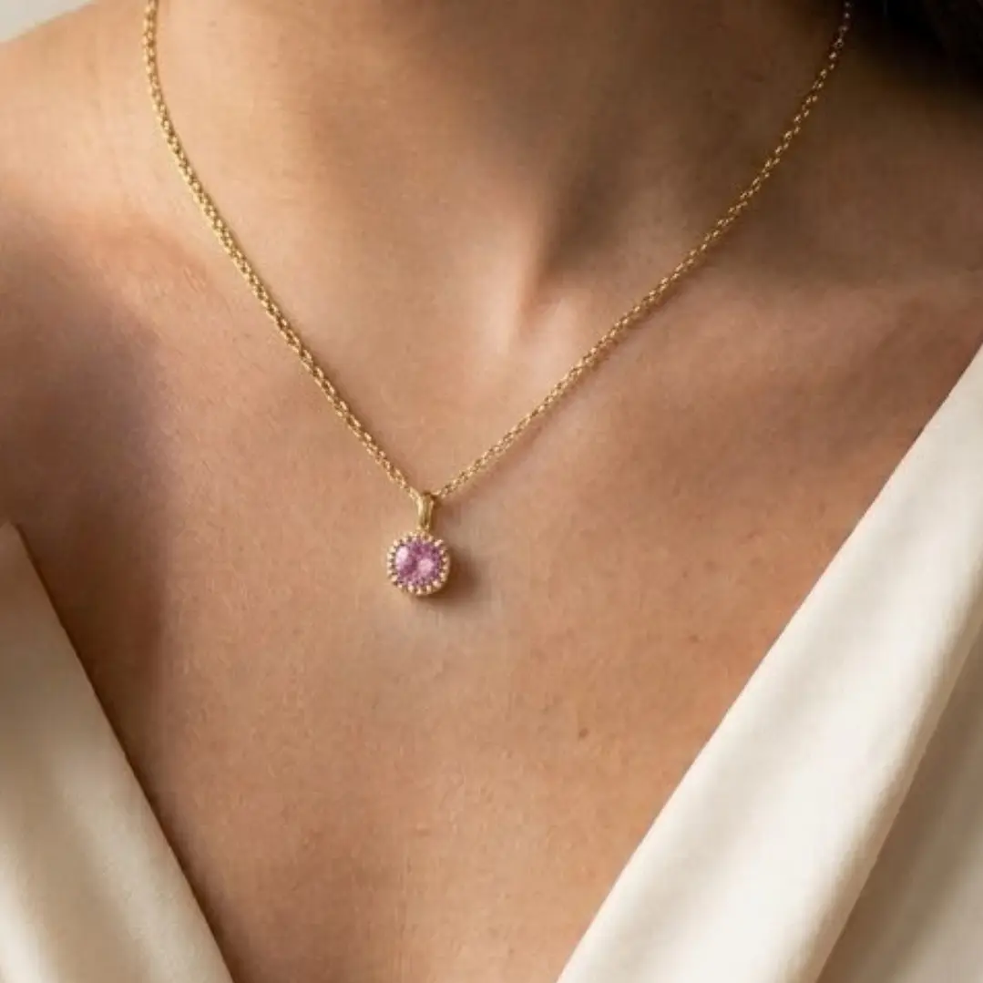 Colgante Oro Miel 18kt Sol con Garras de Rosa de Francia 5mm 4