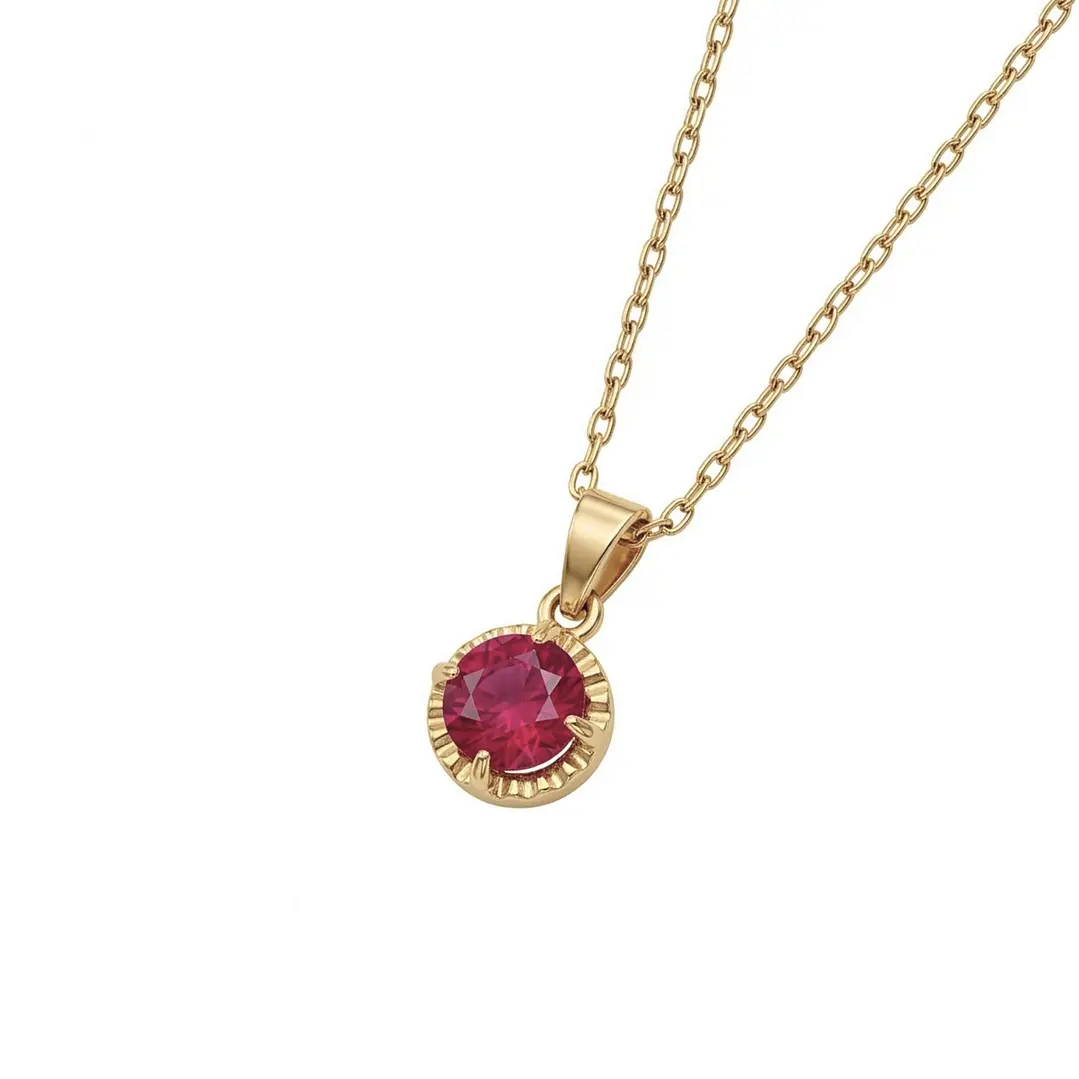 Colgante Oro Miel 18kt Flotante de Rubi 5mm 2