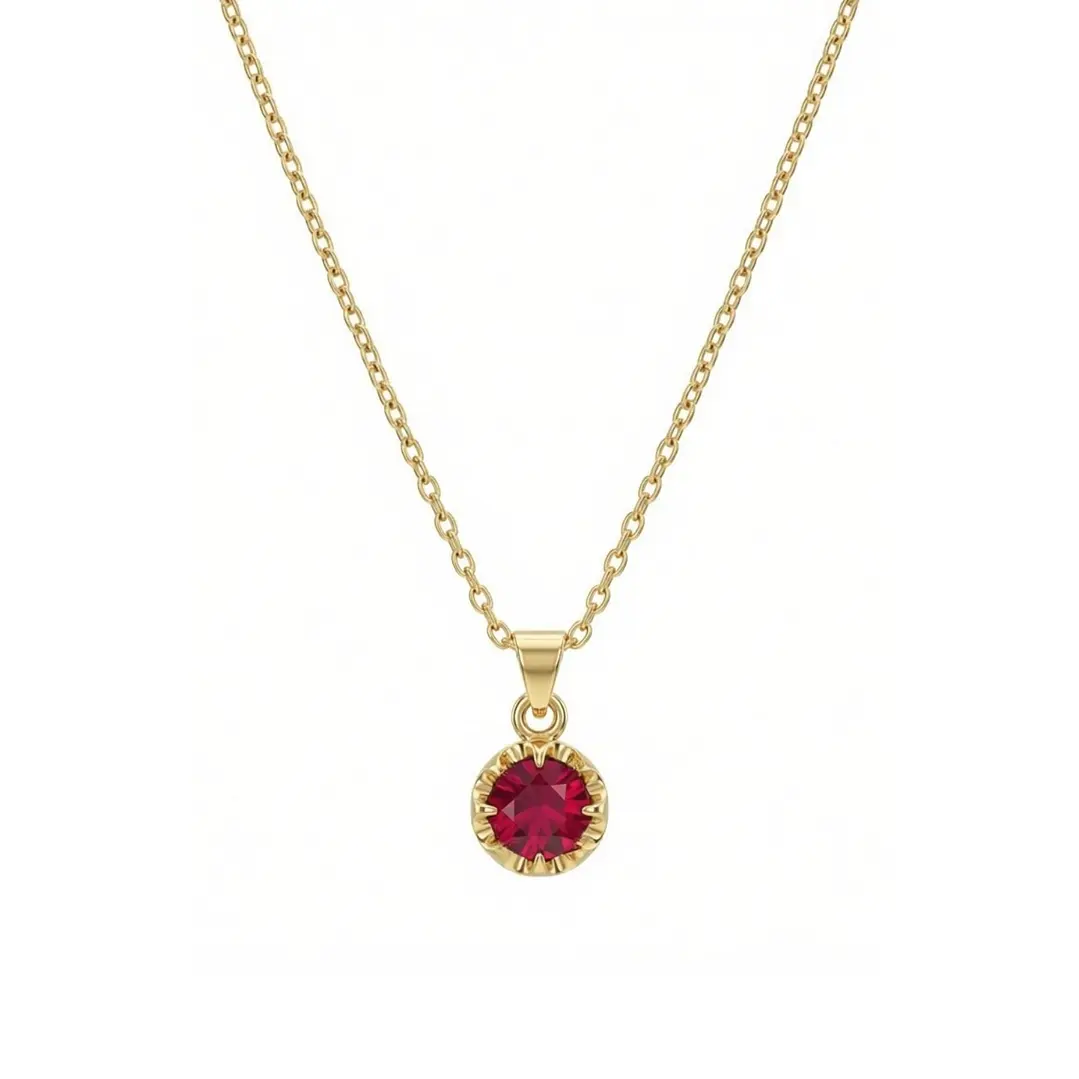Colgante Oro Miel 18kt Flotante de Rubi 5mm 3
