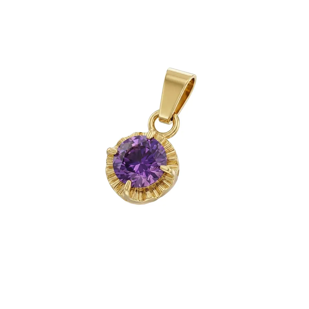 Colgante Oro Miel 18kt Sol con Garras de Amatista 5mm 1