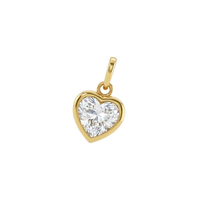 Colgante Oro Miel 18kt Corazon de Circon con Bisel