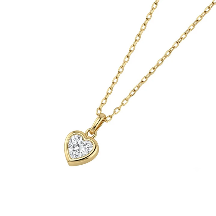 Colgante Oro Miel 18kt Corazon de Circon con Bisel 2