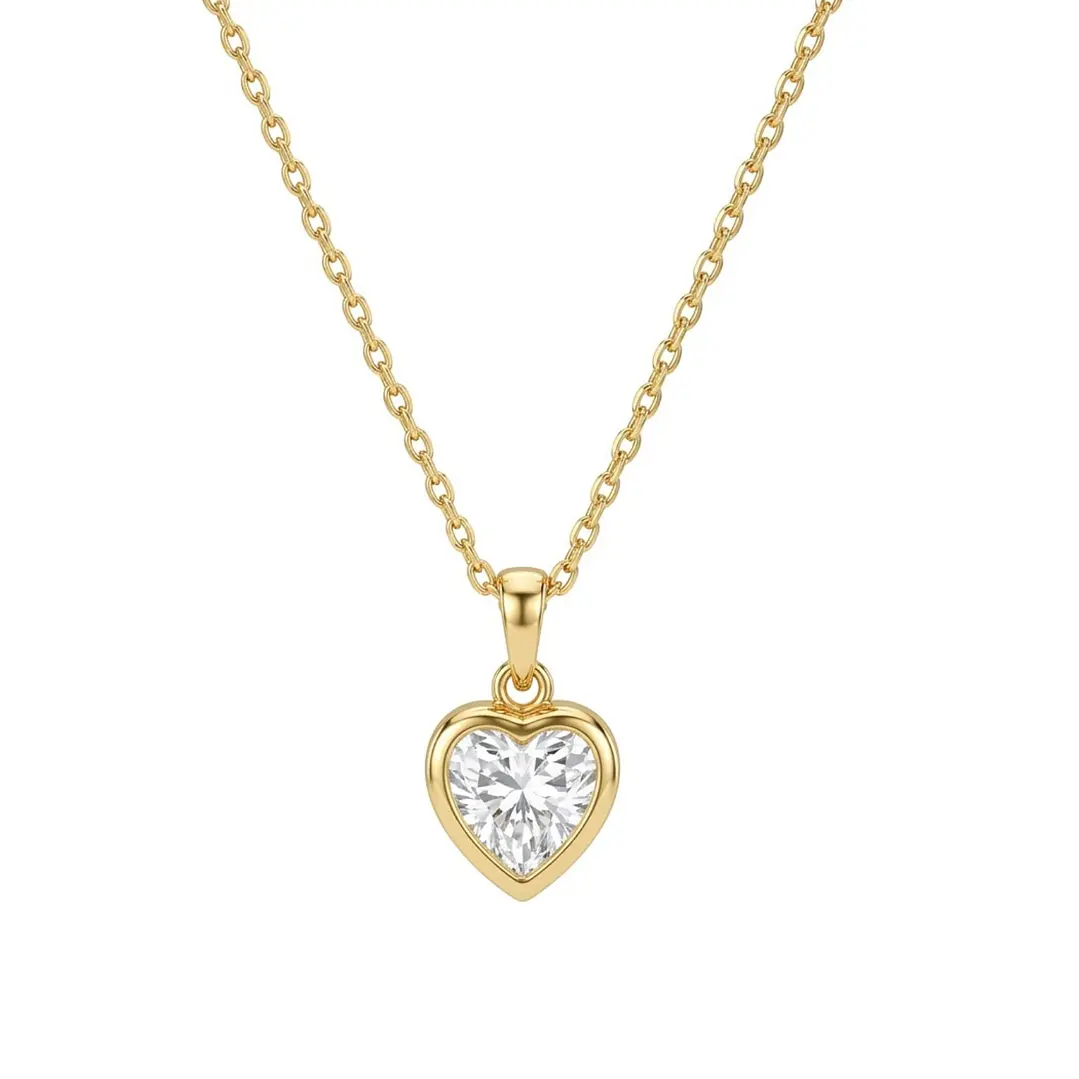 Colgante Oro Miel 18kt Corazon de Circon con Bisel 3