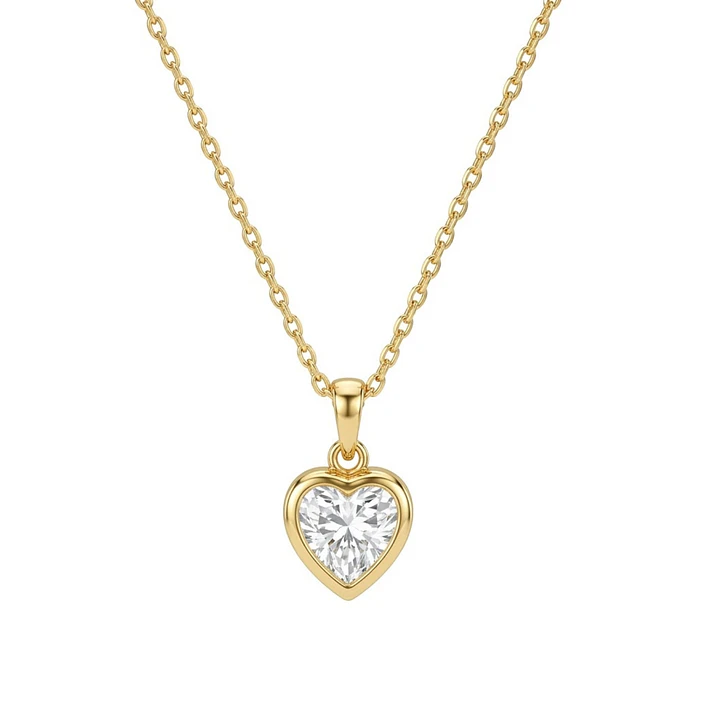 Colgante Oro Miel 18kt Corazon de Circon con Bisel 3