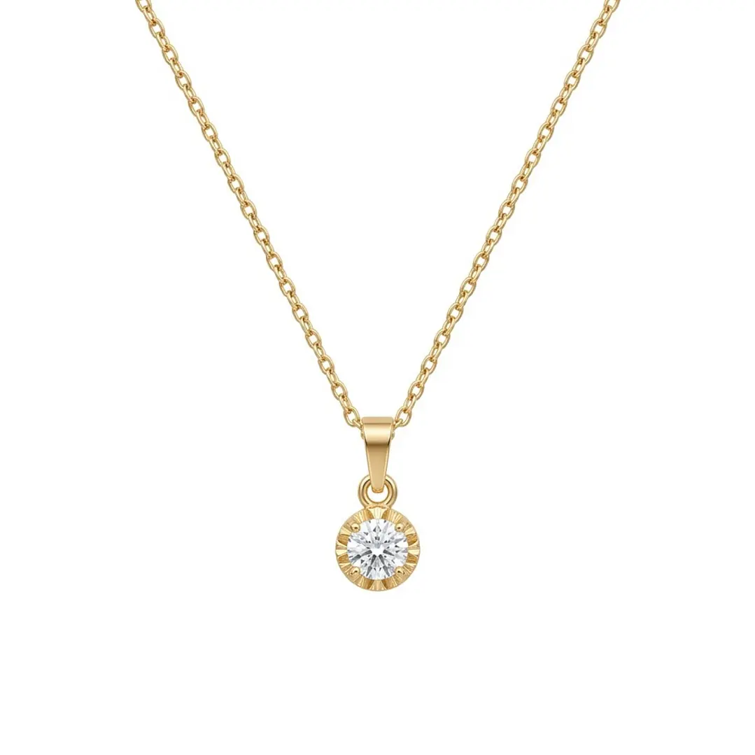 Colgante Oro Miel 18kt Sol con Garras de Circon 4mm 3