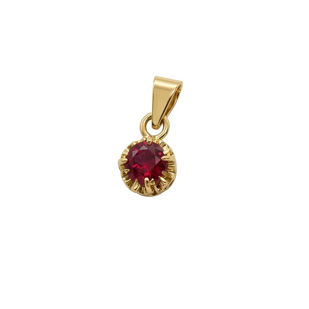 Colgante Oro Miel 18kt Sol con Garras de Rubi 4mm 1