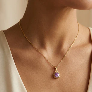 Colgante Oro Miel 18kt Sol con Garras de Rosa de Francia 4mm