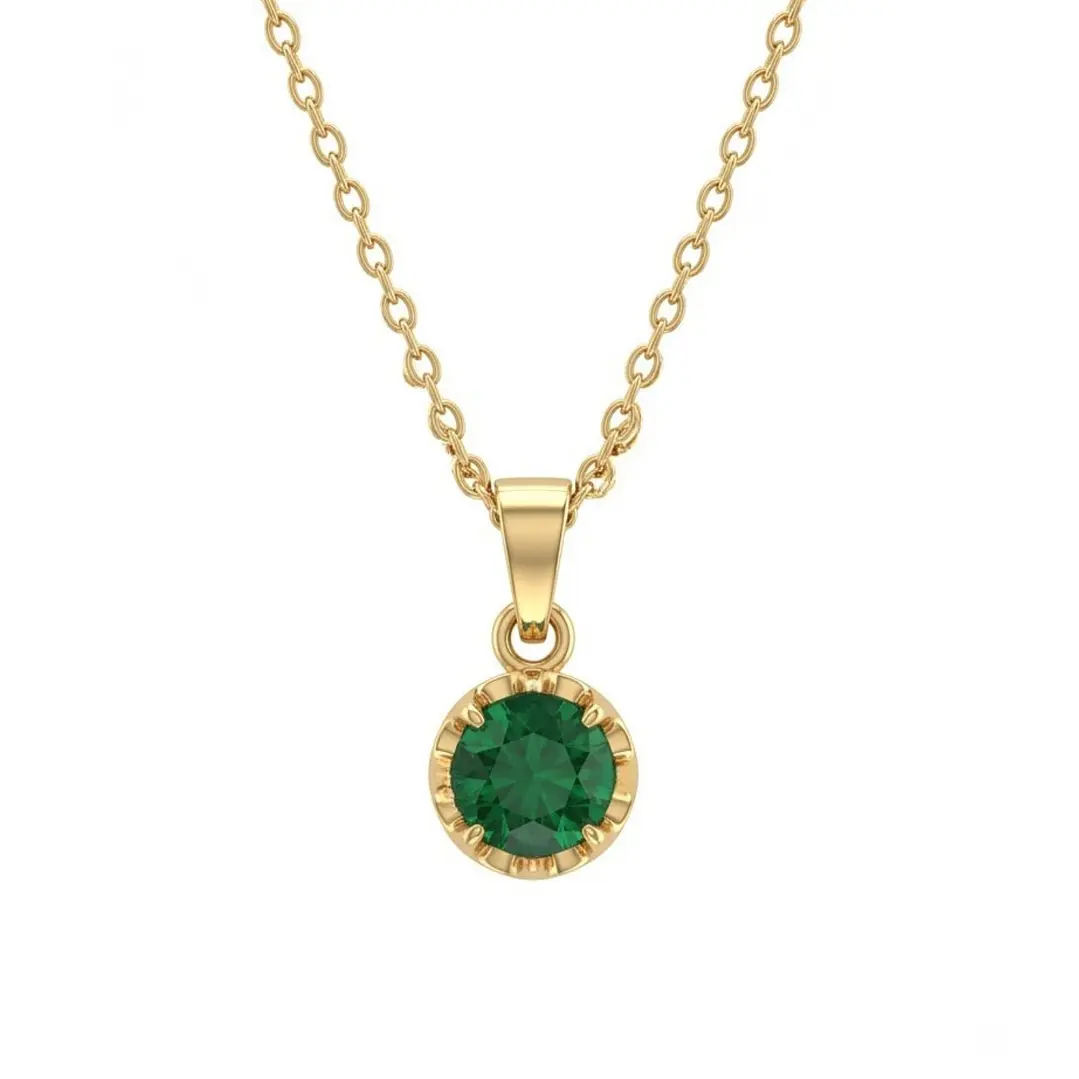 Colgante Oro Miel 18kt Sol con Garras de Esmeraldina 4mm 3