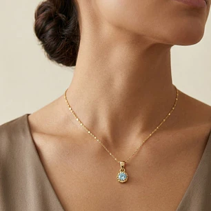 Colgante Oro Miel 18kt Sol con Garras de Aguamarina 4mm