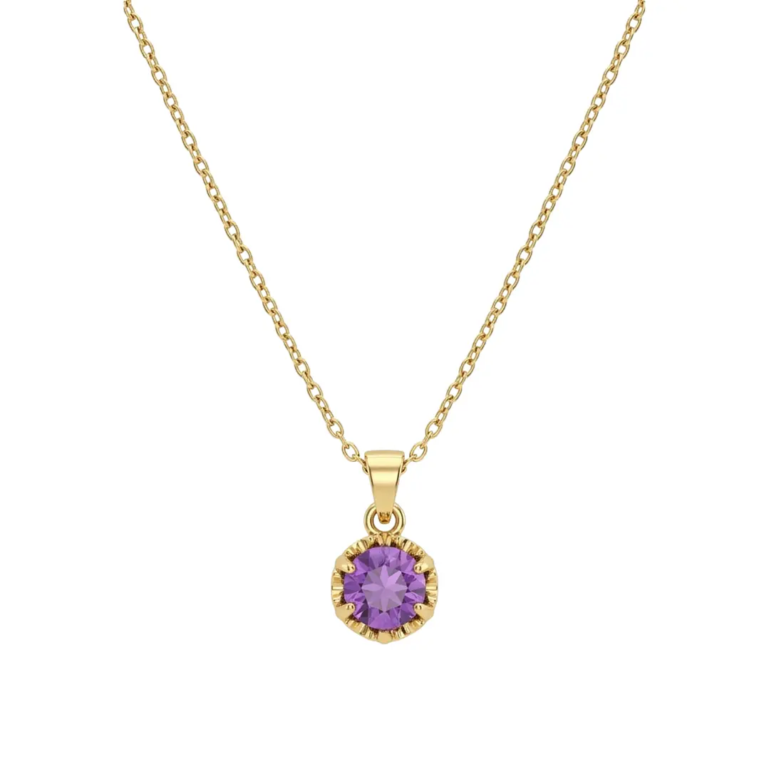 Colgante Oro Miel 18kt Sol con Garras de Amatista 4mm 3