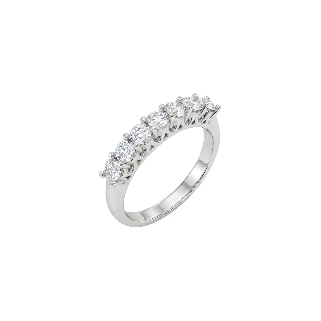 Anillo de Plata Esterlina 925 Medio Cintillo 7 Circon 1